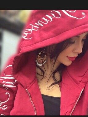 Yours truly × phora Zip-Up Hoodie with White Script Sleeve Text